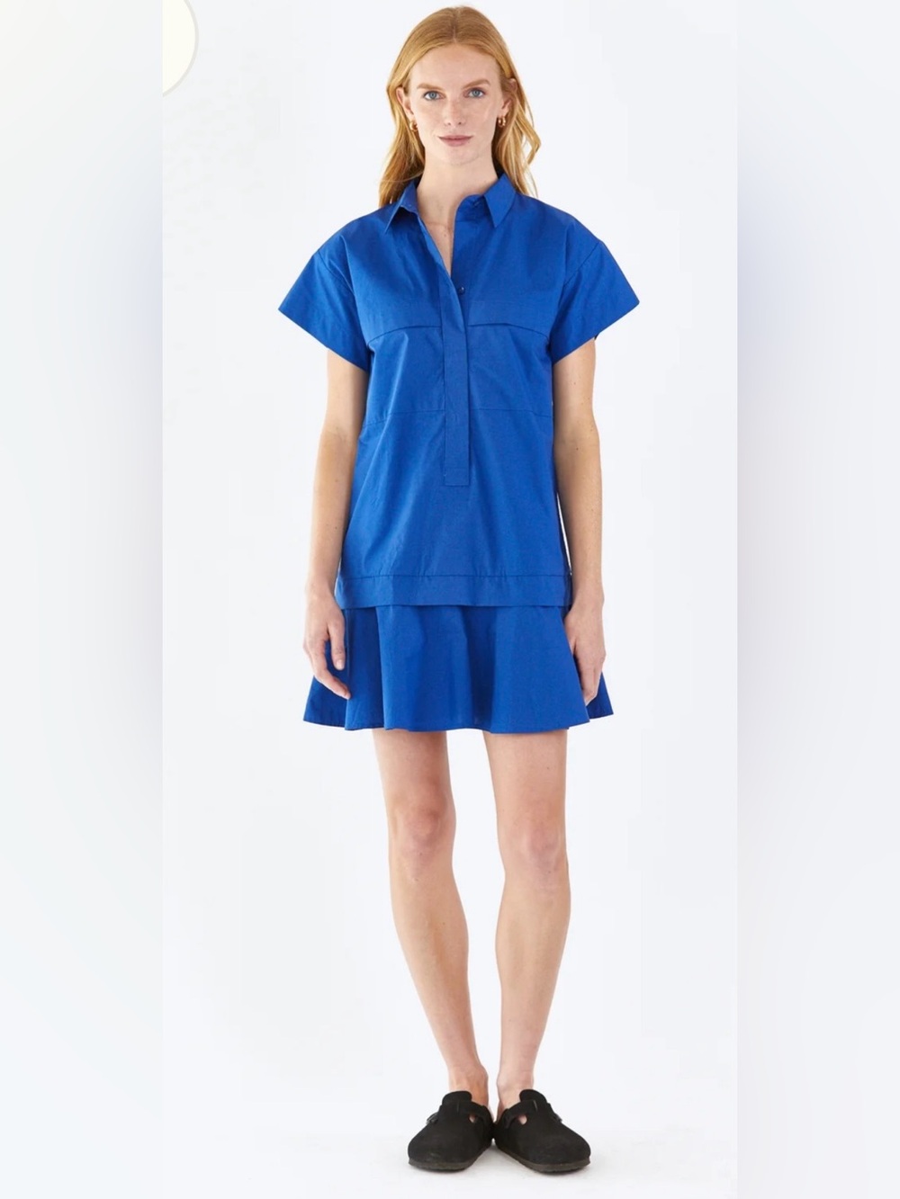 HUNTER BELL ADDISON Bright Blue Short Sleeve Ruffle Hem Dress Size Medium